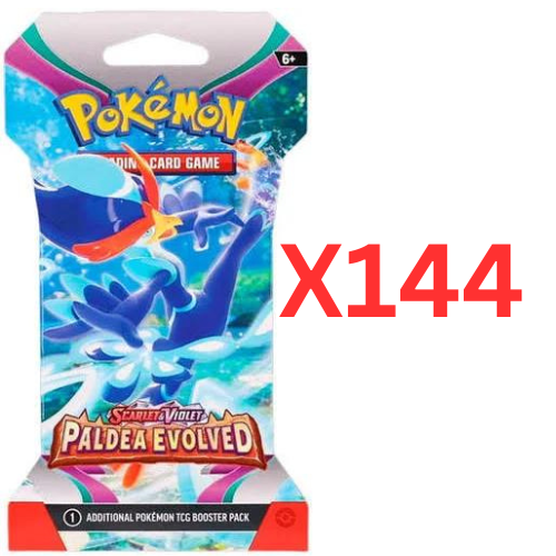 Pokemon TCG: 144x Sleeved Paldea Evolved Booster Packs ( 1 Sealed Case)